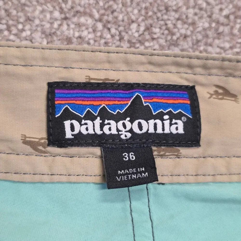 Coastal Surfer Patagonia Men's Board Shorts Size 36 Gray Mint Stripe Nylon